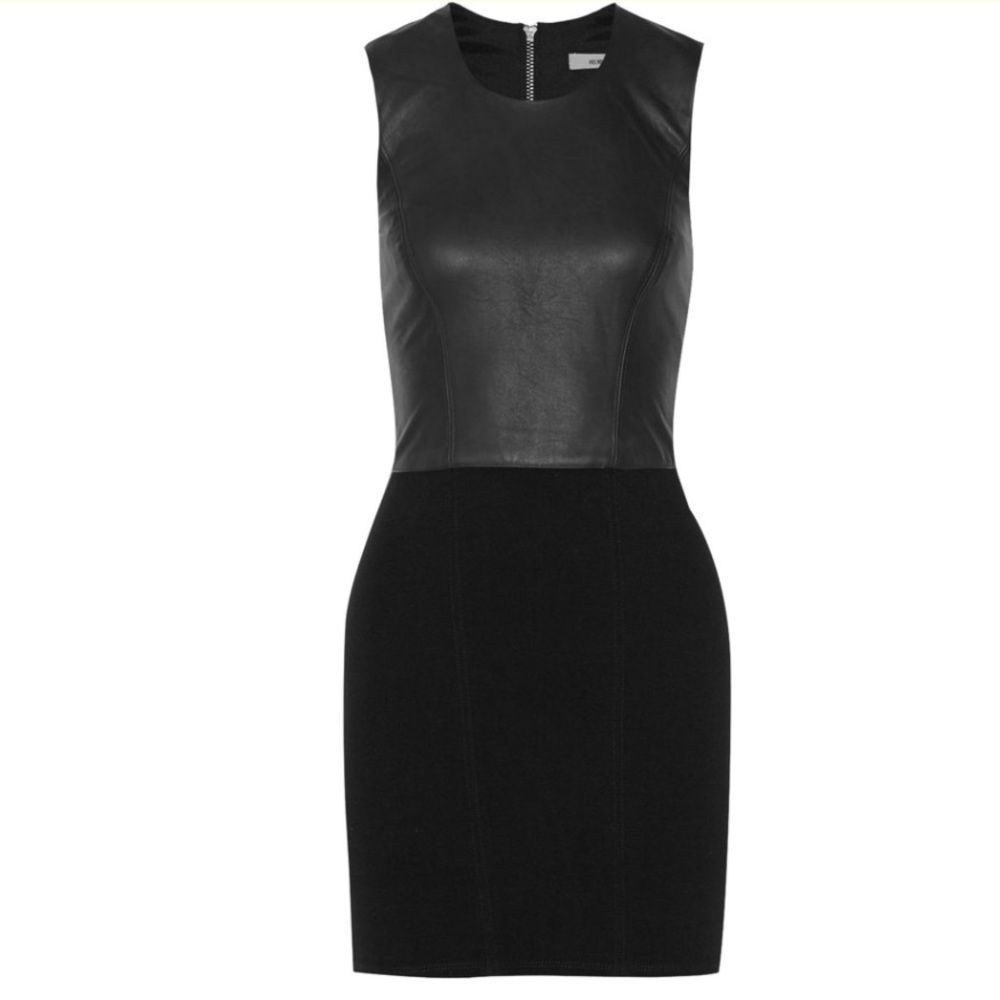 Helmut Lang Black Leather LBD bodycon dress